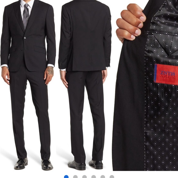 ZNT18 Dario Notch Collar Two Button Suit 38S in black - Picture 2 of 4